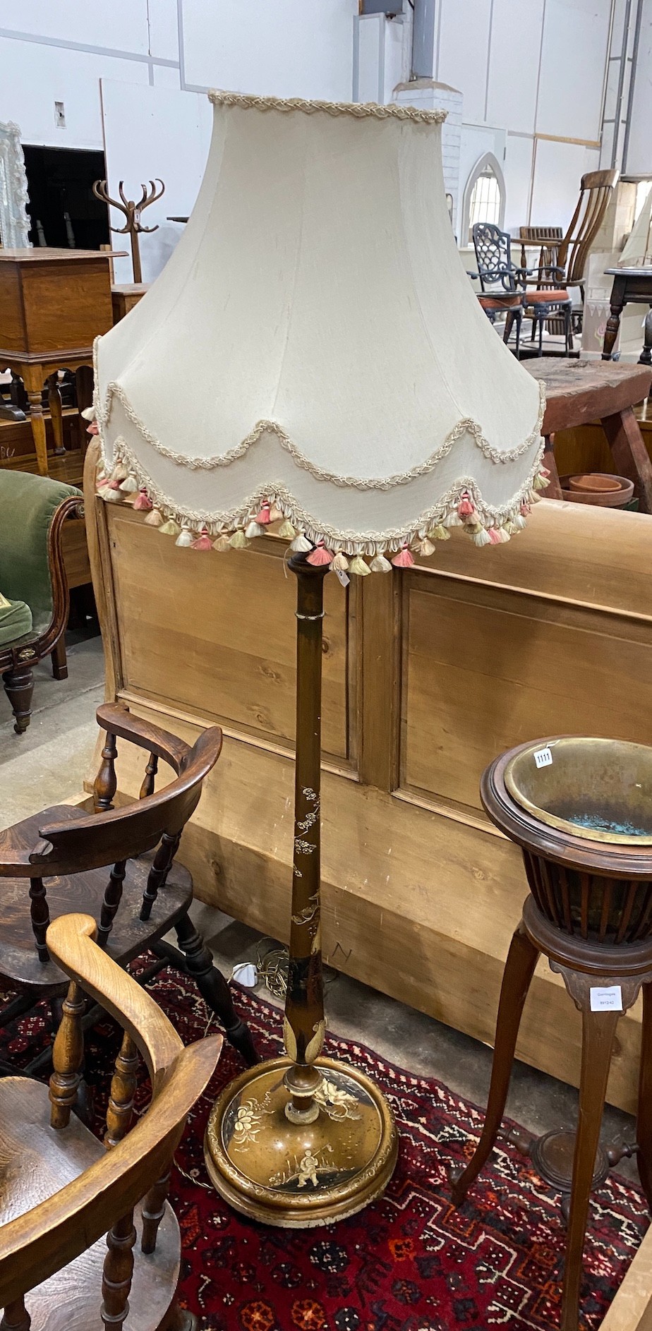 A Chinoiserie lacquer standard lamp